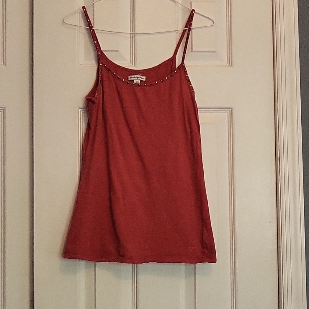 Pink Tank w/ Studded Detail On Straps From American Eagle, size Medium